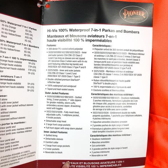 PIONEER Unisex Waterproof 7-in-1 Safety Parka Coat 3XL Hi-Vis Orange NWT - Picture 13 of 13